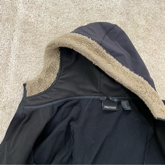 Marmot Full Zip Soft shell Hooded Jacket Black Faux Fur Women Medium, - Picture 11 of 14
